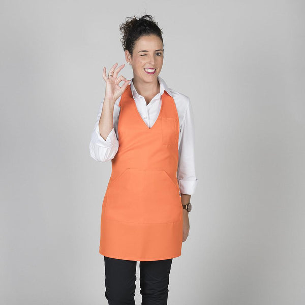 AVENTAL BISTRO COM DECOTE V-Laranja 116-Único-RAG-Tailors-Fardas-e-Uniformes-Vestuario-Pro