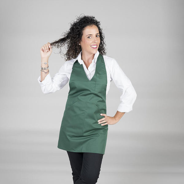 AVENTAL BISTRO COM DECOTE V-Verde Garrafa 118-Único-RAG-Tailors-Fardas-e-Uniformes-Vestuario-Pro