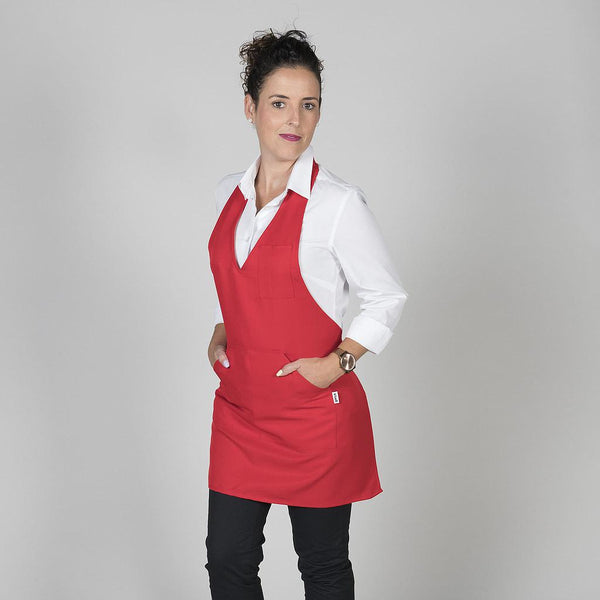 AVENTAL BISTRO COM DECOTE V-Vermelho 105-Único-RAG-Tailors-Fardas-e-Uniformes-Vestuario-Pro