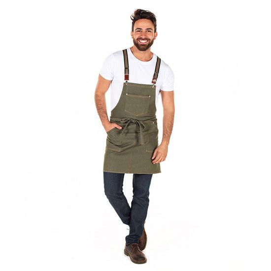 AVENTAL COWBOY - Suspensórios não incluídos-Denim Verde - 824-Único-RAG-Tailors-Fardas-e-Uniformes-Vestuario-Pro