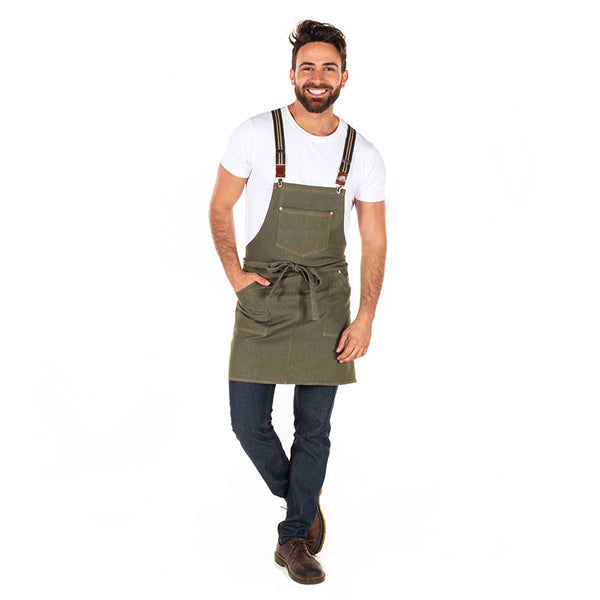 AVENTAL COWBOY - Suspensórios não incluídos-Denim Verde - 824-Único-RAG-Tailors-Fardas-e-Uniformes-Vestuario-Pro
