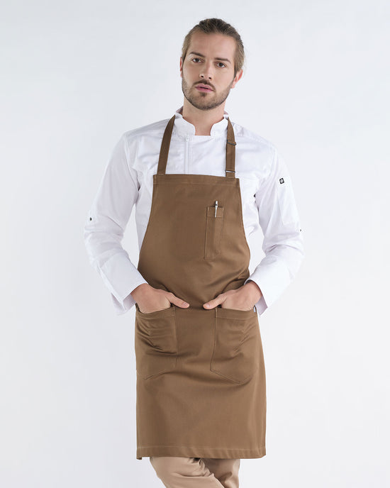 Avental Chicago Confortável com Bolso e Bolsos Laterais-Dark Camel-Único-RAG-Tailors-Fardas-e-Uniformes-Vestuario-Pro