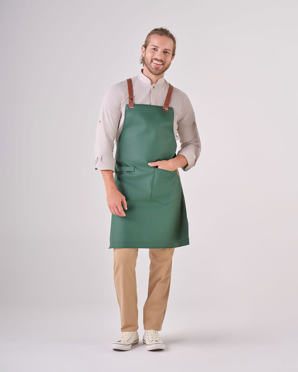 Avental Cruzado Eco-Pele-Verde Floresta-Único-RAG-Tailors-Fardas-e-Uniformes-Vestuario-Pro