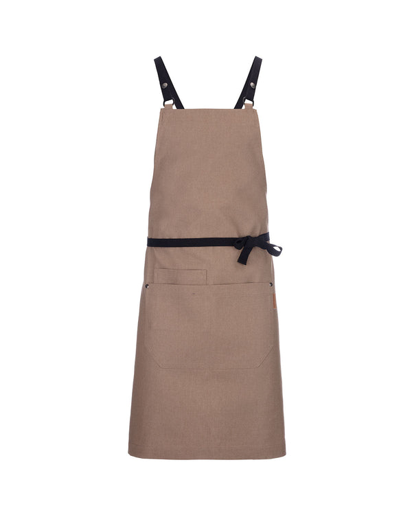 Avental Cruzado Melbourne em ganga-Beige Denim-Preto-Único-RAG-Tailors-Fardas-e-Uniformes-Vestuario-Pro