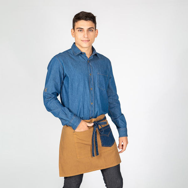 Avental Curto Combi-Castanho-Único-RAG-Tailors-Fardas-e-Uniformes-Vestuario-Pro