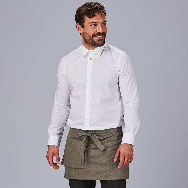 Avental Curto com Bolsos Tipo Carteira em Sarja Reciclada 35x67 cm-Verde Caqui-149-Único-RAG-Tailors-Fardas-e-Uniformes-Vestuario-Pro