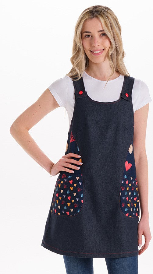 Avental Educadora Corações-Azul-SP / (XS)-RAG-Tailors-Fardas-e-Uniformes-Vestuario-Pro
