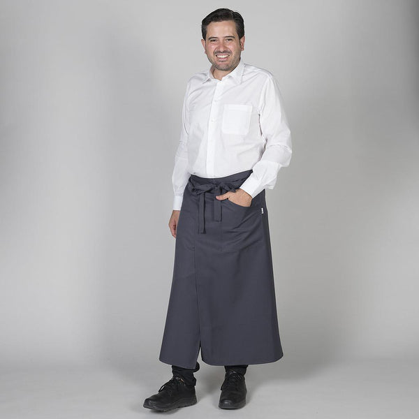 Avental Francês Comprido Aberto - Resistente a manchas-Cinza Marengo-U-RAG-Tailors-Fardas-e-Uniformes-Vestuario-Pro