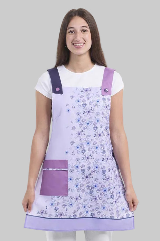 Avental Lilás com estampado de flores para educadora-Lilás-UNICA-RAG-Tailors-Fardas-e-Uniformes-Vestuario-Pro