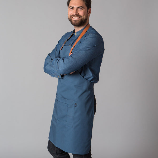 Avental MIKE com tira de couro-Azul Petróleo-Único-RAG-Tailors-Fardas-e-Uniformes-Vestuario-Pro