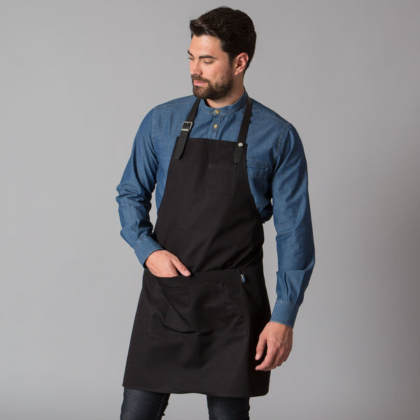 Avental MIKE com tira de couro-Preto-Único-RAG-Tailors-Fardas-e-Uniformes-Vestuario-Pro