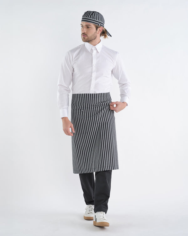 Avental Médio Phoenix em Denim-Risca Preto/cinzento-Único-RAG-Tailors-Fardas-e-Uniformes-Vestuario-Pro
