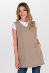 Avental bege com decote em bico e botões-Beige - 709-XS / (SP)-RAG-Tailors-Fardas-e-Uniformes-Vestuario-Pro