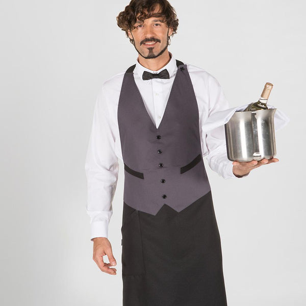 Avental com Colete 77x74 cm-Sarja Poliéster Cinzento Marengo - 608-UD-RAG-Tailors-Fardas-e-Uniformes-Vestuario-Pro