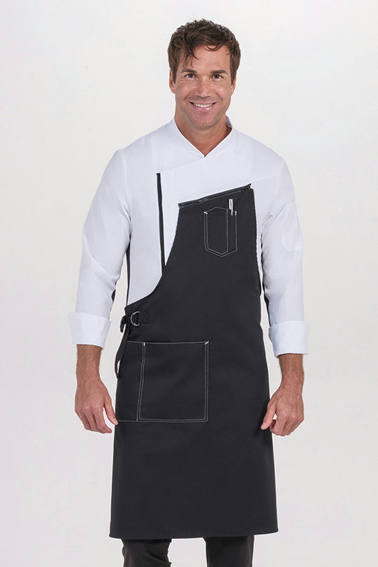 Avental com Peitilho Combinado para Bata de Cozinha-Preto - 701-Único-RAG-Tailors-Fardas-e-Uniformes-Vestuario-Pro