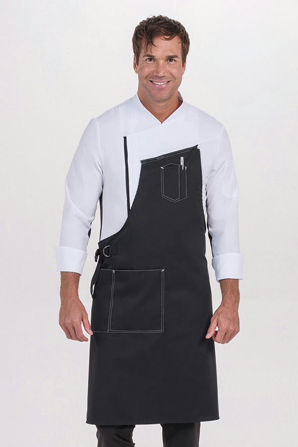 Avental com Peitilho Combinado para Bata de Cozinha-Preto - 701-Único-RAG-Tailors-Fardas-e-Uniformes-Vestuario-Pro