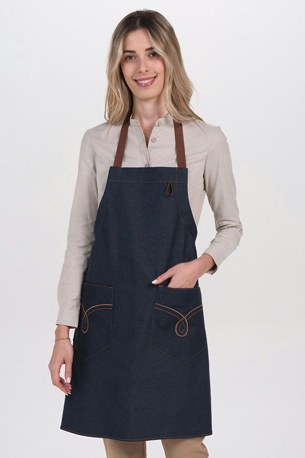 Avental com Peitilho de Ganga com Fita Deslizante-Ganga - 775-Único-RAG-Tailors-Fardas-e-Uniformes-Vestuario-Pro