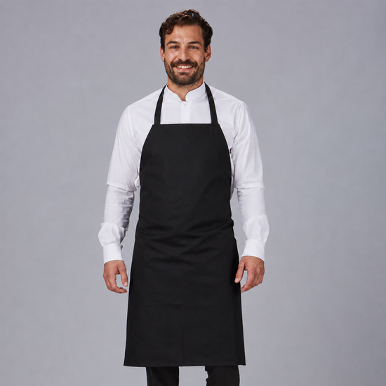 Avental com Peitilho e Fitas de Algodão 90x75 cm-Preto - 001-UD-RAG-Tailors-Fardas-e-Uniformes-Vestuario-Pro