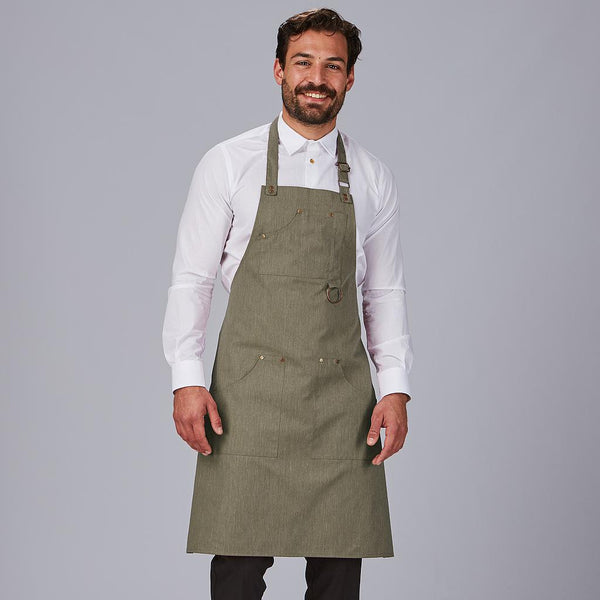 Avental com Peitilho e Reforços em Sarga Reciclada 86x74 cm-Verde Caqui-149-Único-RAG-Tailors-Fardas-e-Uniformes-Vestuario-Pro