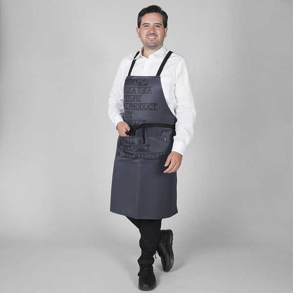 Avental com Peito Gourmet Estampado 92x75 cm-Sarja Pol. Cinzento Marengo - 608-UD-RAG-Tailors-Fardas-e-Uniformes-Vestuario-Pro
