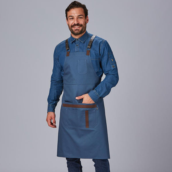 Avental com Peito e Acessórios em Pele 88x74 cm-Azul Petróleo-153-Único-RAG-Tailors-Fardas-e-Uniformes-Vestuario-Pro