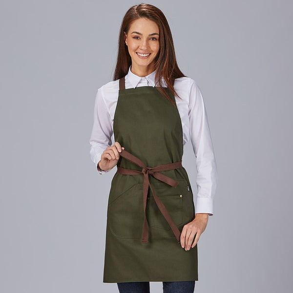 Avental com Peito e Alças em Contraste 88x74 cm-Verde Caqui-149-Único-RAG-Tailors-Fardas-e-Uniformes-Vestuario-Pro