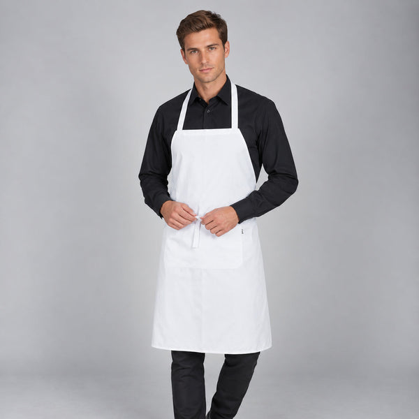 Avental com Peito e Bolso Fitas 90x75 cm Branco-Branco - 101-UD-RAG-Tailors-Fardas-e-Uniformes-Vestuario-Pro