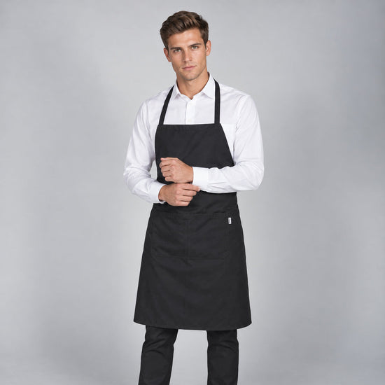 Avental com Peito e Bolso Fitas 90x75 cm Branco-Preto - 001-UD-RAG-Tailors-Fardas-e-Uniformes-Vestuario-Pro