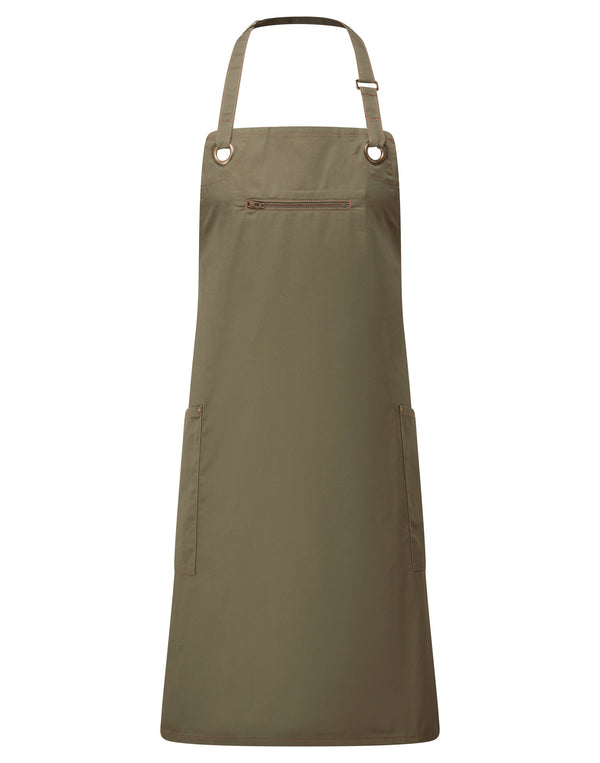 Avental com contraste eco-responsável "Barley"-Green Olive / Chestnut-One Size-RAG-Tailors-Fardas-e-Uniformes-Vestuario-Pro
