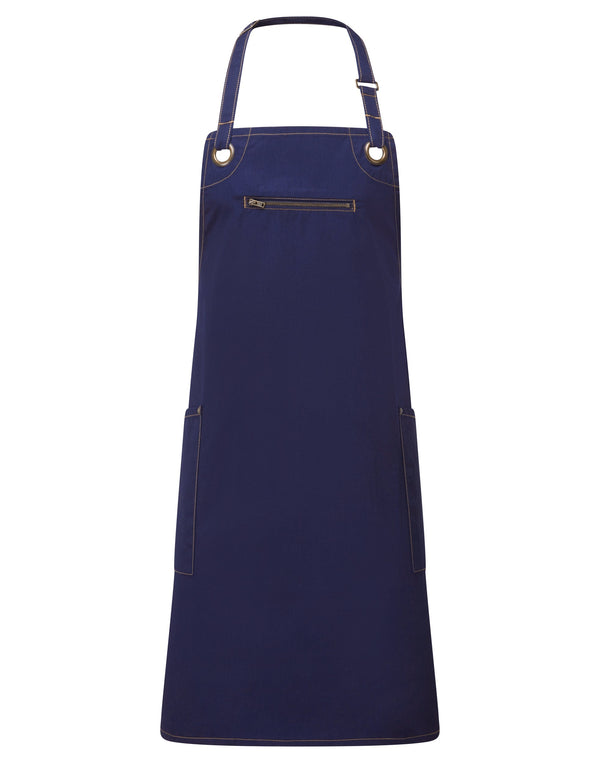 Avental com contraste eco-responsável "Barley"-Navy / Camel-One Size-RAG-Tailors-Fardas-e-Uniformes-Vestuario-Pro