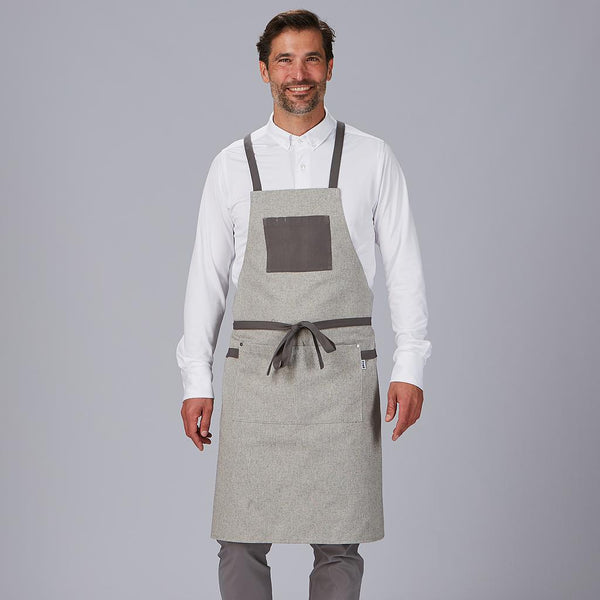 Avental com peito, bolso e fitas combinadas 88x74 cm-Cinzento-109-Único-RAG-Tailors-Fardas-e-Uniformes-Vestuario-Pro