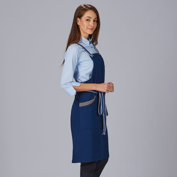 Avental de Peito Bicolor com Cinta às Riscas 86x74 cm-RAG-Tailors-Fardas-e-Uniformes-Vestuario-Pro