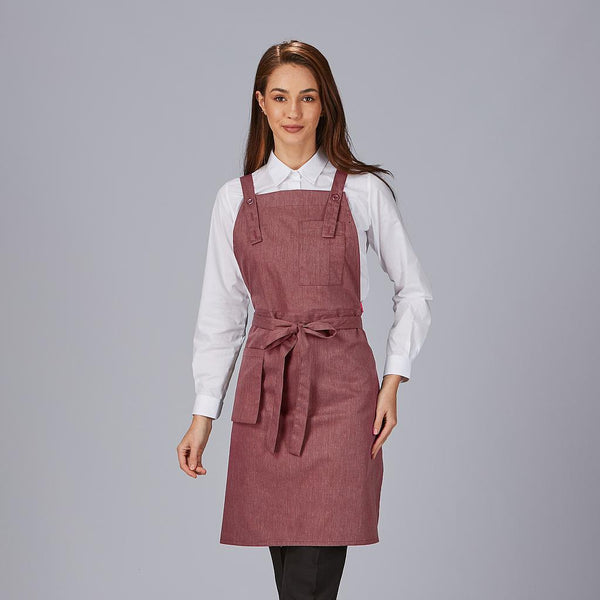 Avental de Peito com Bolsos Estilo Carteira em Sarga Reciclada 88x74 cm-Bordô-112-Único-RAG-Tailors-Fardas-e-Uniformes-Vestuario-Pro