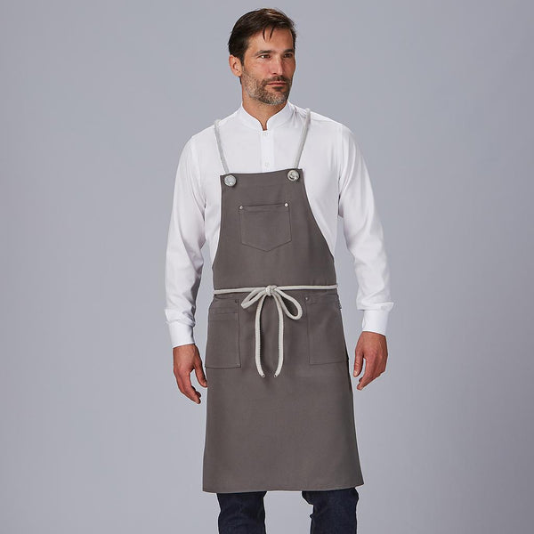 Avental de Peito com Cordão Entrançado 88x74cm-Cinzento Marengo-139-Único-RAG-Tailors-Fardas-e-Uniformes-Vestuario-Pro
