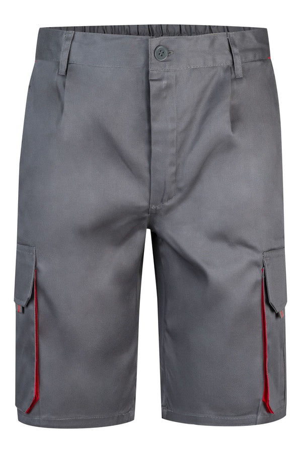 BERMUDAS BICOLOR MULTIBOLSOS em Cinza-Cinza/Vermelho-34-RAG-Tailors-Fardas-e-Uniformes-Vestuario-Pro