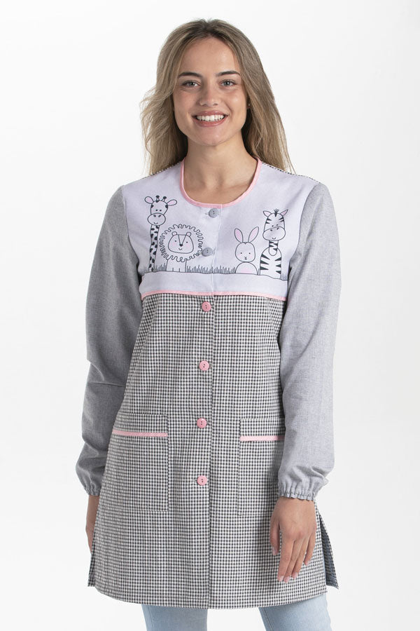 Bata Educadora Animais Felizes-Cinza-XS / (SP)-RAG-Tailors-Fardas-e-Uniformes-Vestuario-Pro