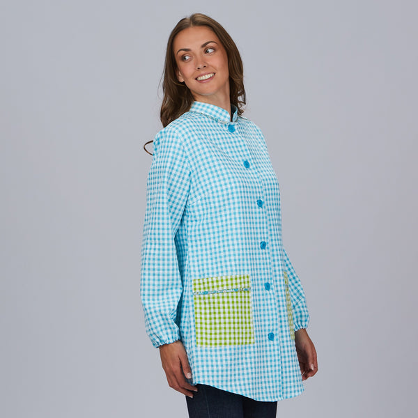 Bata Educadora Classic em vichy bambula sustentável-RAG-Tailors-Fardas-e-Uniformes-Vestuario-Pro