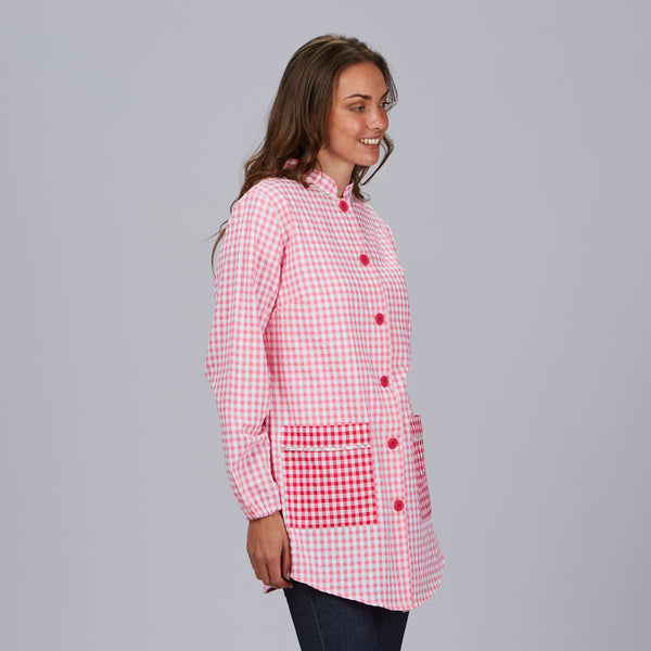 Bata Educadora Classic em vichy bambula sustentável-RAG-Tailors-Fardas-e-Uniformes-Vestuario-Pro