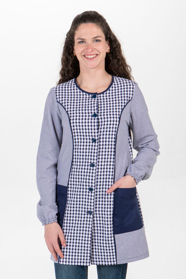 Bata Educadora Quadrados Simples-Quadrados Azuis-XS / (SP)-RAG-Tailors-Fardas-e-Uniformes-Vestuario-Pro