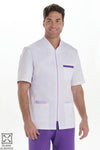 Bata Elástica de Homem Manga Curta com Fecho-Roxo - 896-XS / (SP)-RAG-Tailors-Fardas-e-Uniformes-Vestuario-Pro