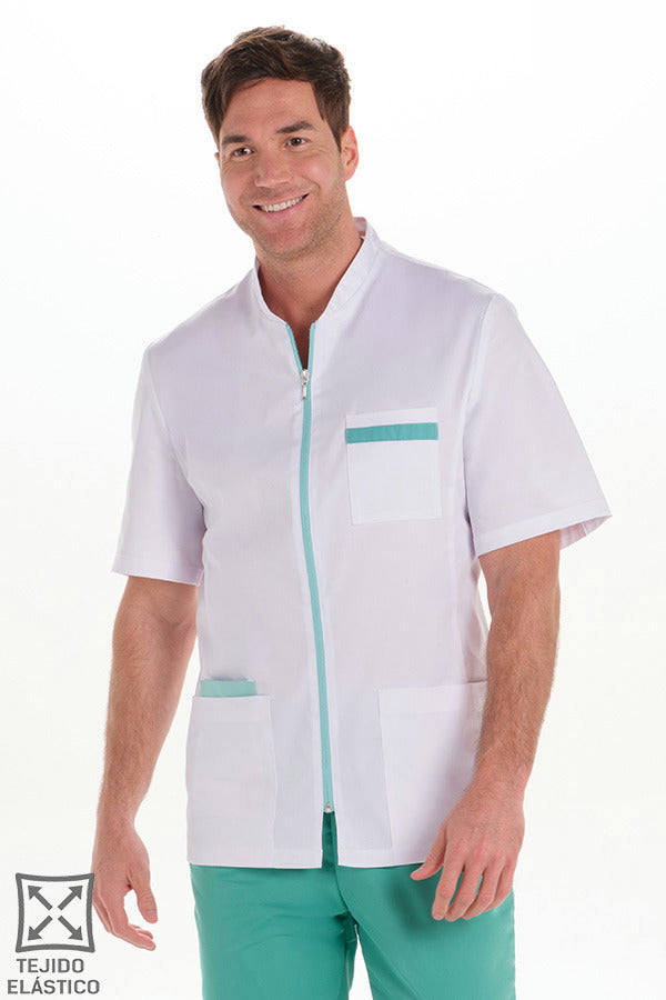 Bata Elástica de Homem Manga Curta com Fecho-Verde - 906-XS / (SP)-RAG-Tailors-Fardas-e-Uniformes-Vestuario-Pro