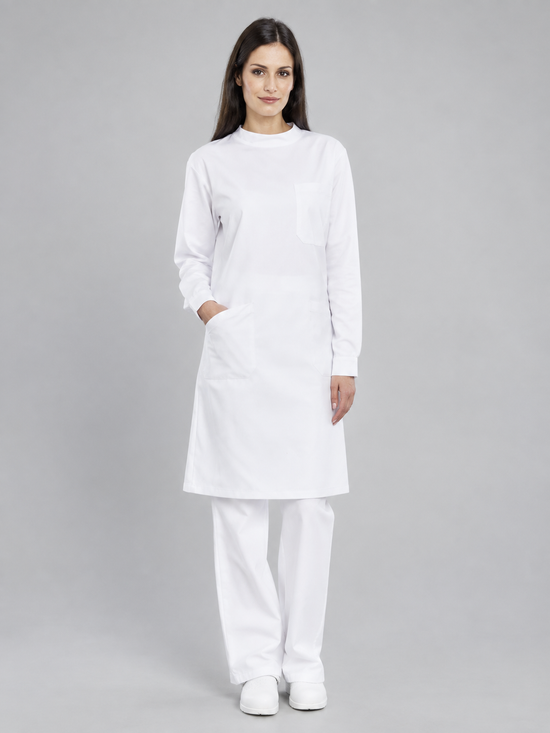 Bata Senhora M. Comprida Aperta atrás-Branco-XS-RAG-Tailors-Fardas-e-Uniformes-Vestuario-Pro