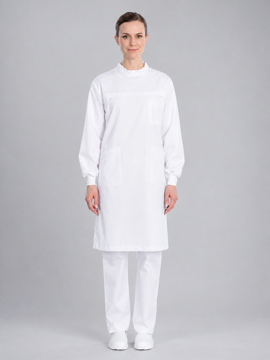 Bata Unissexo M. Comprida e Punho Elástico Aperta atrás-Branco-XS-RAG-Tailors-Fardas-e-Uniformes-Vestuario-Pro
