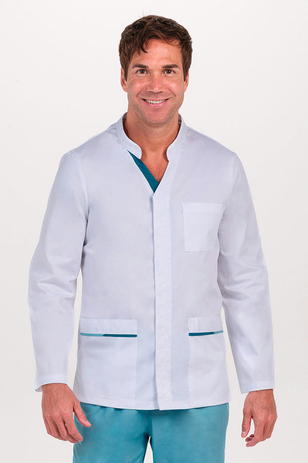 Bata de Homem com Fecho e Manga Comprida-Água Marinha - 884-XS / (SP)-RAG-Tailors-Fardas-e-Uniformes-Vestuario-Pro