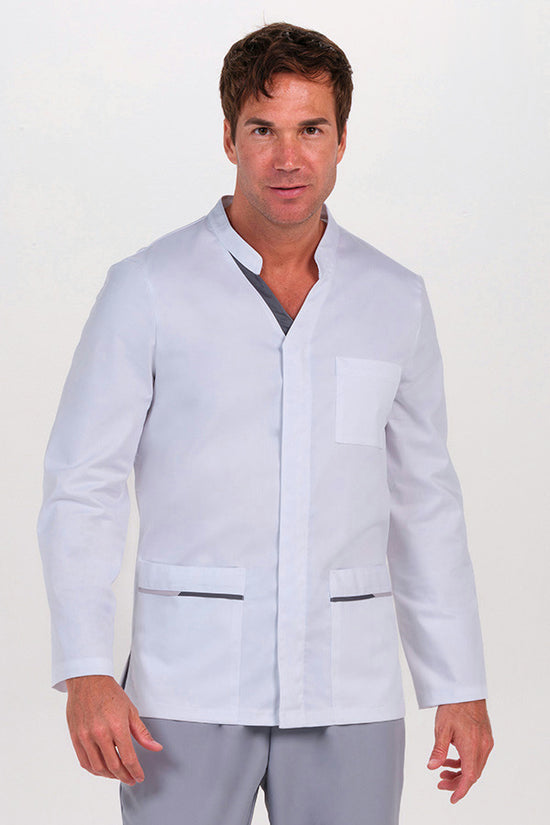 Bata de Homem com Fecho e Manga Comprida-Cinzento - 797-XS / (SP)-RAG-Tailors-Fardas-e-Uniformes-Vestuario-Pro