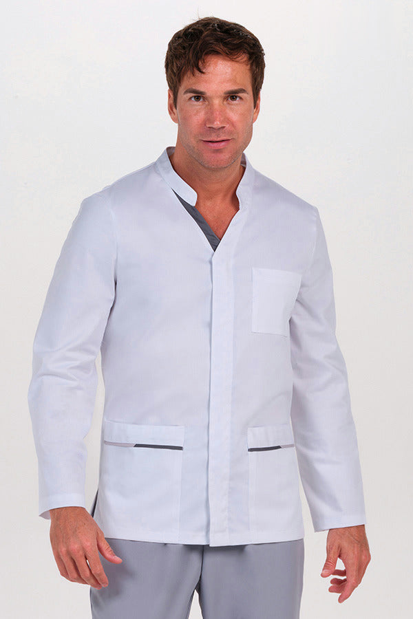 Bata de Homem com Fecho e Manga Comprida-Cinzento - 797-XS / (SP)-RAG-Tailors-Fardas-e-Uniformes-Vestuario-Pro