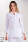 Bata de Senhora Elástica Cruzada com Botões Transparentes-Branco - 500-XS / (SP)-RAG-Tailors-Fardas-e-Uniformes-Vestuario-Pro