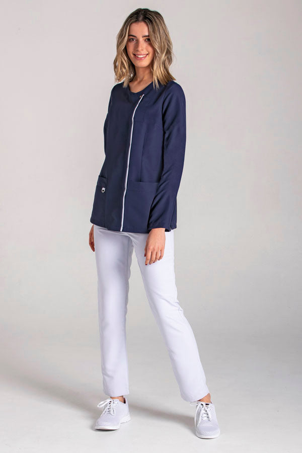 Bata de Senhora Manga Comprida Azul Marinho com Carcela Oculta-RAG-Tailors-Fardas-e-Uniformes-Vestuario-Pro
