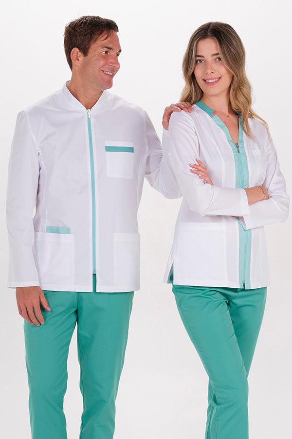 Bata de Trabalho Elástica de Senhora com Fecho e Decote em V-RAG-Tailors-Fardas-e-Uniformes-Vestuario-Pro