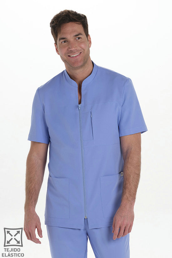 Bata de Trabalho para Homem de Manga Curta Elástica-Azul - 407-XS / (SP)-RAG-Tailors-Fardas-e-Uniformes-Vestuario-Pro
